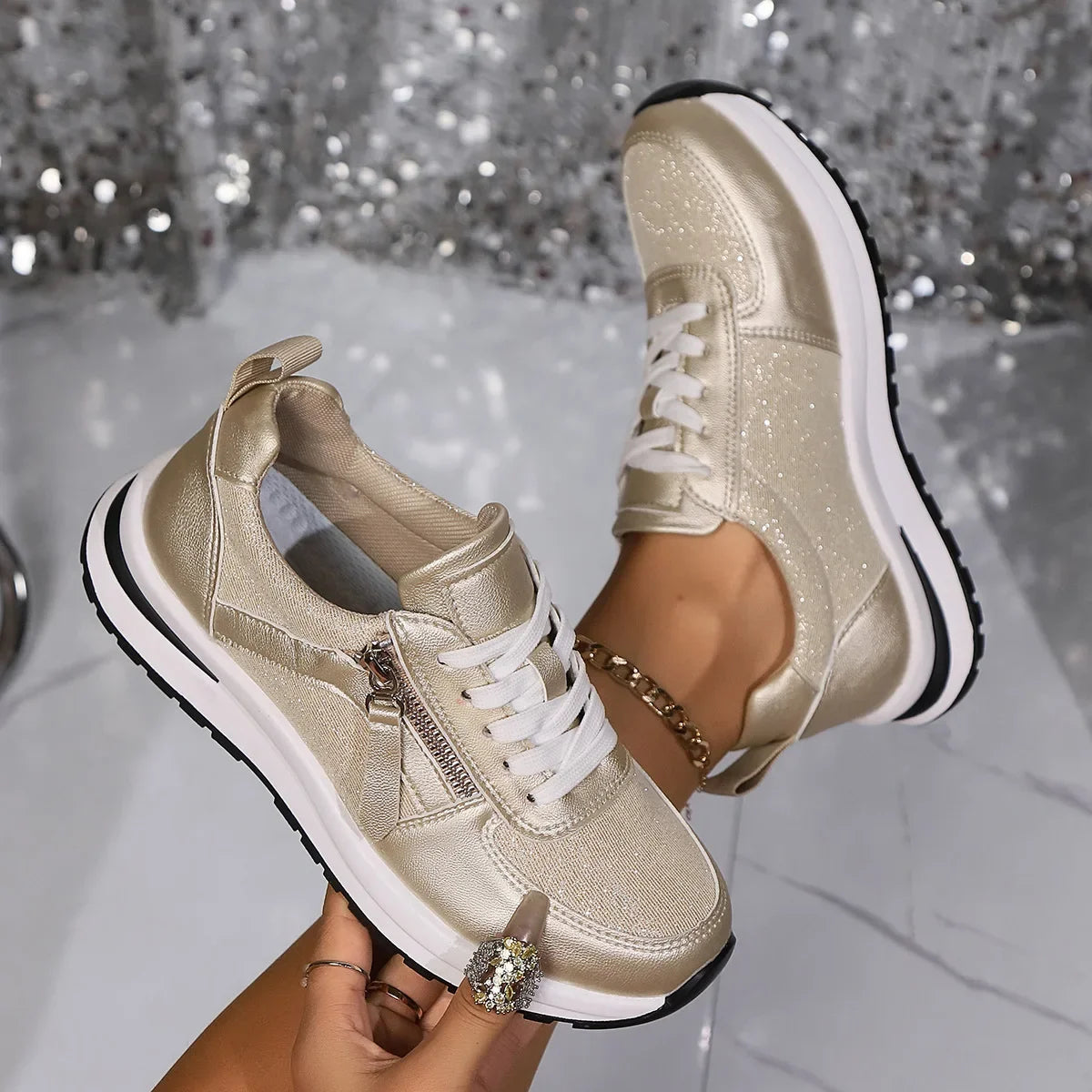 Chaussures doré argenté
